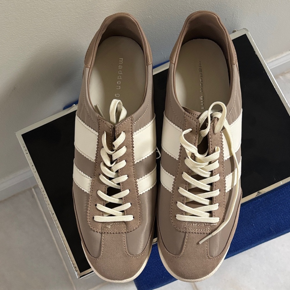 Madden Girl Taupe and Cream Sneakers